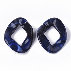 Dark Blue Acrylic Linking Rings, Quick Link Connectors, For Curb Chains Making, Imitation Gemstone Style, Twist, Dark Blue, 36x35x7mm, Inner Diameter: 16x14mm, about: 135pcs/500g