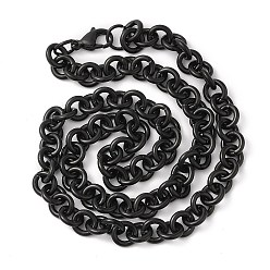 Electrophoresis Black Ion Plating(IP) 304 Stainless Steel Rolo Chains Necklaces, with Lobster Claw Clasps, Electrophoresis Black, 19.65 inch(49.9cm)