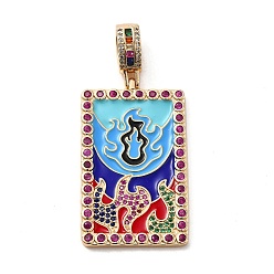 Colorful Brass Micro Pave Cubic Zirconia Pendants with Enamel, 
Rectangle, Colorful, 49x28x3mm, Hole: 6.5x3mm
