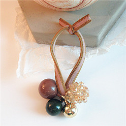 Big ball brown Crystal Ball Hair Tie with Rhinestones, Metal and Minimalist Design for Women