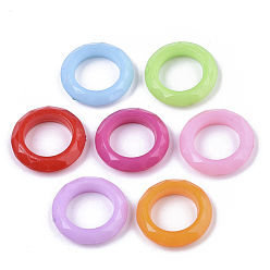 Mixed Color Opaque AS Plastic Linking Rings, Round Ring, Faceted, Mixed Color, 19.5x4.5mm, Inner Diameter: 11.5mm, about 800pcs/500g
