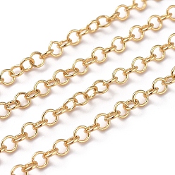 Real 18K Gold Plated Soldered Brass Rolo Chains, Belcher Chain, Long-Lasting Plated, with Spool, Real 18K Gold Plated, 3.5x0.8mm, about 16.4 Feet(5m)/roll