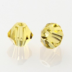 Gold Faceted Bicone Grade AAA Transparent Glass Beads, Gold, 4x3mm, Hole: 1mm, about 720pcs/bag