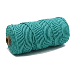 Turquoise Cotton String Threads, Macrame Cord, Decorative String Threads, for DIY Crafts, Gift Wrapping and Jewelry Making, Turquoise, 4mm, about 109.36 Yards(100m)/Roll
