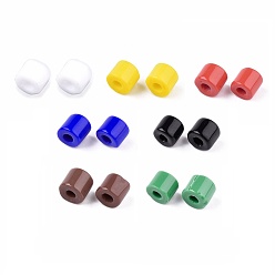 Mixed Color Opaque Glass Bugle Beads, Round Hole, Mixed Color, 7~7.5x6~6.5mm, Hole: 2.5mm, about 800pcs/bag