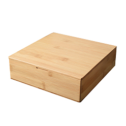 Navajo White Wooden Storage Boxes, 4 Compartments, with Cover, Square, Navajo White, 22x22x8cm