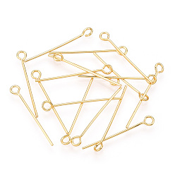 Настоящее золото 18K Латунный штифт, долговечный, Позолота, без никеля , реальный 18 k позолоченный, 21 датчик, 25 мм, отверстие : 2 мм, штифты : 0.7 мм