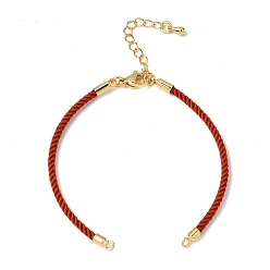 (123L) Белый крем непрозрачный блеск 2мм витой круглый нейлоновый шнур для изготовления браслета, подходит для соединительных шармов, с латунными выводами и 303 застежками из лобстера из нержавеющей стали, реальный 18 k позолоченный, огнеупорный кирпич, 6.22 дюйм (15.8 см)