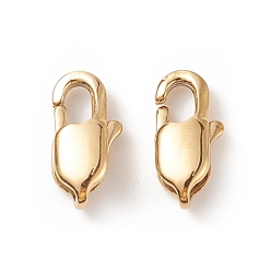 Real 18K Gold Plated Ion Plating(IP) 304 Stainless Steel Lobster Claw Clasps, Golden, 9x5x3mm, Hole: 1mm