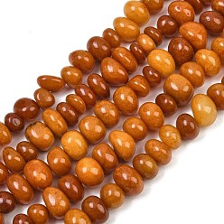 Chocolate Dyed Natural White Jade Beads Strands, Nuggets, Tumbled Stone, Chocolate, 9~15x9~15x5~9mm, Hole: 0.8mm, about 49pcs/strand, 15.35''(39cm)