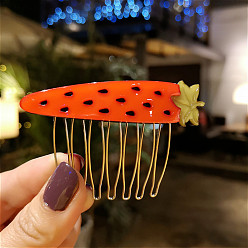 Клубника Набор акриловых аксессуаров для волос для женщин - зажимы, расчески, фруктовые палочки и повязки на голову