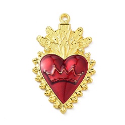 Golden Alloy Enamel Pendants, Golden, Heart with Crown Charm, Golden, 46x26x4mm, Hole: 2.2mm