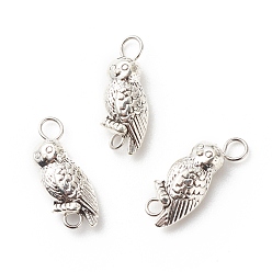 Antique Silver Tibetan Style Alloy Connector Charms, with 304 Stainless Steel, Owl, Antique Silver, 19.5x7x5mm, Hole: 3mm