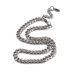 Stainless Steel Color 304 Stainless Steel Diamond Cut Cuban Link Chain Necklace, Stainless Steel Color, 16.14 inch(41cm)