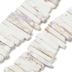 Howlite Natural Howlite Beads Strands, Top Drilled Beads, Rectangle, 24~62x8~14x4~9mm, Hole: 1.8mm, about 34~39pcs/strand, 15.04''~15.51''(38.2~39.4cm)