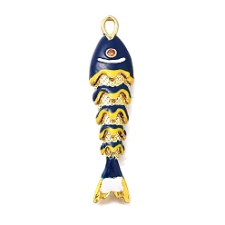 Королевский синий Латунные микро проложить кубического циркония подвески, с эмалью, рыба, реальный 18 k позолоченный, королевский синий, 46.5x10.5x8 мм, отверстие : 3.5x2.5 мм