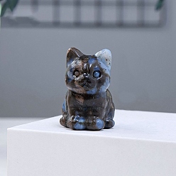 Лабрадорита Натуральный синий лабрадорит, фигурка кошки, украшения для дисплея, украшения из энергетических камней, 20x30 мм