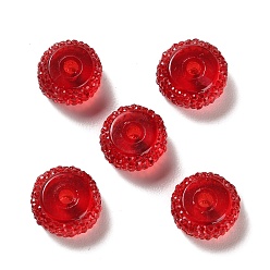 Red Transparent Resin Beads, Textured Rondelle, Red, 12x7mm, Hole: 2.5mm
