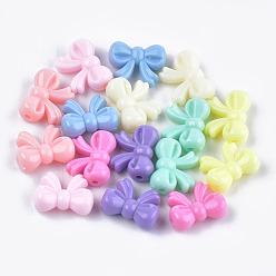 Mixed Color Opaque Acrylic Beads, Bowknot, Mixed Color, 15x20x8mm, Hole: 2mm, about 470~600pcs/500g