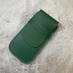 Dark Green Rectangle PU Imitation Leather Single Watch Storage Bag, Portable Travel Wrist Watch Pouches, Dark Green, 12.5x7cm