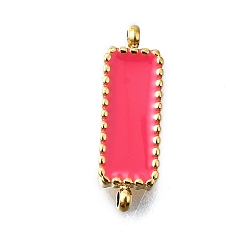 Светло-Вишневый 304 прямоугольные соединительные подвески из эмалированной нержавеющей стали, ионное покрытие (ip), реальный 14 k позолоченный, светло-вишневый, 15x5x2 мм, отверстие : 1 мм