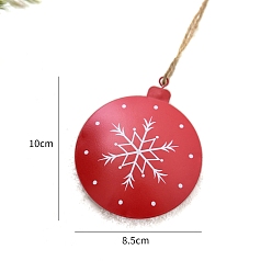 Снежинка Рождественские украшения из железного кулона, Рождественская елка из пеньковой веревки, подвесные украшения, снежинка, 100x85 мм