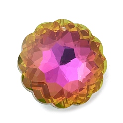 Фуксин Гальванические стеклянные подвески, граненые, для люстры хрустальные подвесные подвески, плоско-круглые, фуксиново-красные, 44.5x44x18 мм, отверстие : 1.8 мм