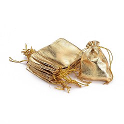Gold Organza Beutel, Rechteck, Gold, 9x7 cm