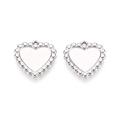 Нержавеющая Сталь Цвет 304 Настройки кабошон из нержавеющей стали кулон, сердце, цвет нержавеющей стали, лоток : 9.5x12 мм, 16x16x2 мм, отверстие : 1 мм