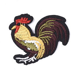 Colorful Computerized Embroidery Cloth Iron On Patches, Costume Accessories, Appliques, Rooster, Colorful, 39x46x1.5mm