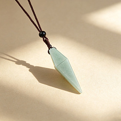 Green Aventurine Natural Green Aventurine Bicone Pendant Adjustable Polyester Cord Necklaces, 27.56 inch(70cm)