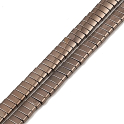 Coffee Plated Electroplated Non-magnetic Synthetic Hematite Beads Strands, Rectangle, 2-Hole, Coffee Plated, 5x2x2mm, Hole: 0.8mm, about 193pcs/strand, 8.27 inch(21cm)