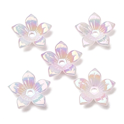 Purple UV Plating Opaque Acrylic Beads, Iridescent, Flower, Gradient Color, Purple, 21.5x23x5mm, Hole: 2.5mm