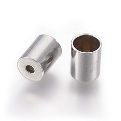 Stainless Steel Color 201 Stainless Steel Cord Ends, End Caps, Column, Stainless Steel Color, 6x4.7mm, Hole: 1.4mm, Inner Diameter: 4mm