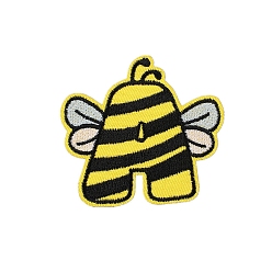 Letter A Appliques sur le thème des abeilles, informatisée broderie chiffon fer sur les patchs, accessoires de costumes, lettre a, 55x60mm