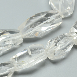 Quartz Crystal Natural Quartz Crystal Beads Strands, Rock Crystal Beads, Faceted, Nuggets, 19~28x13~18x9~13mm, Hole: 1~2mm, about 17pcs/strand, 15.7 inch