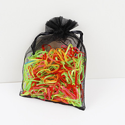 Mesh bag - fluorescent color Élastiques à cheveux colorés en forme de bonbons pour enfants, bandes élastiques non dommageables dans un joli sac à cordon