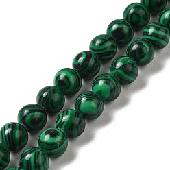 Dark Green Synthetic Malachite Dyed Beads Strands, Round, Dark Green, 8mm, Hole: 1.2mm, about 47~48pcs/strand, 14.96''~15.16''(38~38.5cm)