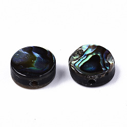 Colorful Natural Abalone Shell/Paua Shell Beads, Flat Round, Colorful, 8.5x3.5mm, Hole: 0.8mm