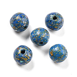 Cornflower Blue Spray Painted Natural White Shell Beads, Round, Cornflower Blue, 8x7.5mm, Hole: 1.5mm