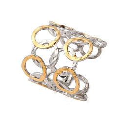 Золотой & Цвет Нержавеющей Стали 304 двухцветные манжетные кольца из нержавеющей стали, ионное покрытие (ip), золотые и нержавеющая сталь цвет, 20.5 мм