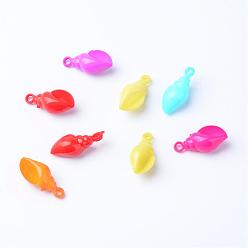Mixed Color Opaque Acrylic Pendants, Spiral Shell, Mixed Color, 29.5x13~14.5x11~12mm, Hole: 3mm, about 300pcs/500g