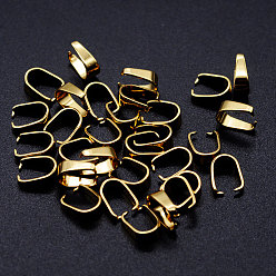 Real 18K Gold Plated 201 Stainless Steel Snap on Bails, Real 18k Gold Plated, 7x5x3mm, Pin: 0.5mm