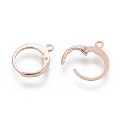 Розовое Золото 304 из нержавеющей стали выводы Leverback серьги, с петлей, розовое золото , 14.5x12x2 мм, отверстия: 1.2 мм, штифты: 1x0.8 мм