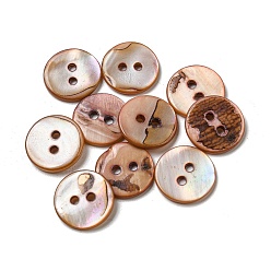 Saddle Brown Freshwater Shell Buttons, 2-Hole, Flat Round, Saddle Brown, 15x1~2mm, Hole: 2mm