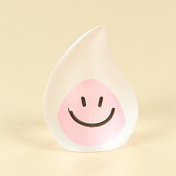 Pearl Pink Luminous Resin Small Flame with Smiling Face Display Decoration, Glow in the Dark, Micro Landscape Car Desktop Ornaments, Pearl Pink, 25x18x16mm