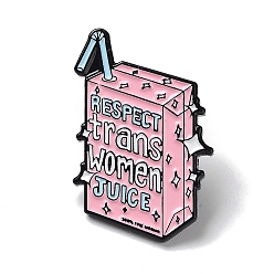 Box Enamel Pins, Black Alloy Brooches for Backpack Clothes, Word Respect Trans Women Juice, Box, 30x20x1.5mm
