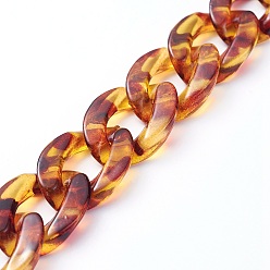 Gold Handmade Acrylic Curb Chains, Imitation Gemstone, for Handbag Chain Making, Gold, Link: 23x16.5x5mm, 39.37 inch(1m)/strand