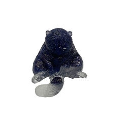 Blue Goldstone Resin Cat Figurines, with Synthetic Blue Goldstone Chips inside Statues for Home Office Decorations, 25x30x30mm