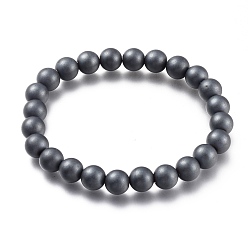 Non-magnetic Hematite Non-magnetic Synthetic Hematite Beads Stretch Bracelets, Round, Inner Diameter: 2-1/4 inch(5.6cm), Bead: 8mm